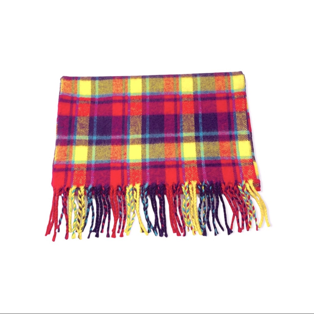 Colorful Plaid Scarf with Fringe NEW NWOT